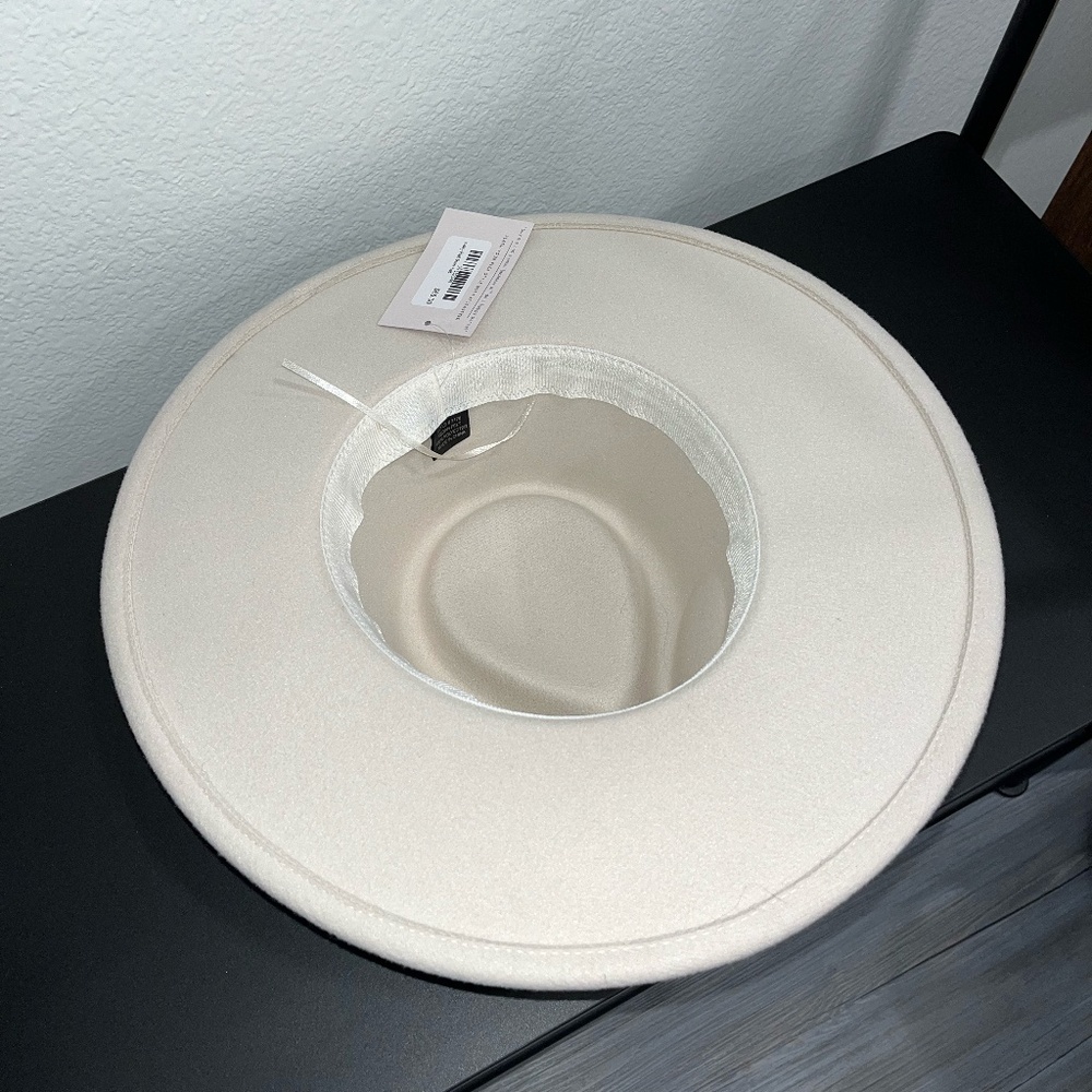 NWT FLEA STYLE | Western Wedding Ivory Flat Brim Wool Classic Hat - Picture 3 of 5